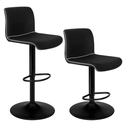 ALFORDSON 2x Bar Stools Remy Kitchen Chair Gas Spring Swivel Chair Vintage Fabric, Black