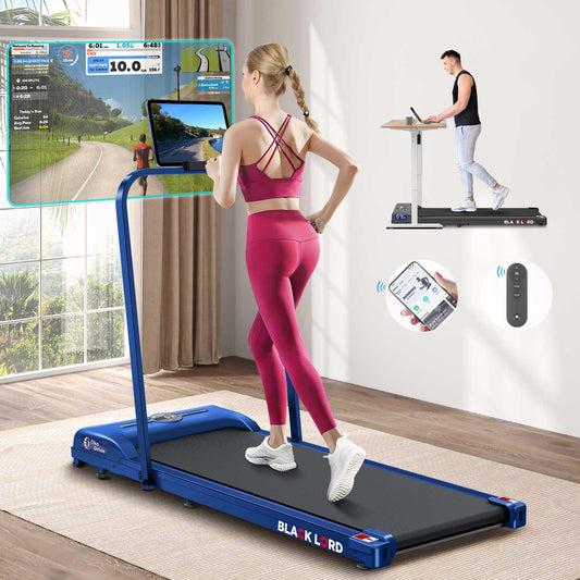 BLACK LORD Laufband Elektrisch Laufkissen Zuhause Büro Fitnessstudio Faltbar, mit Griff, Blau