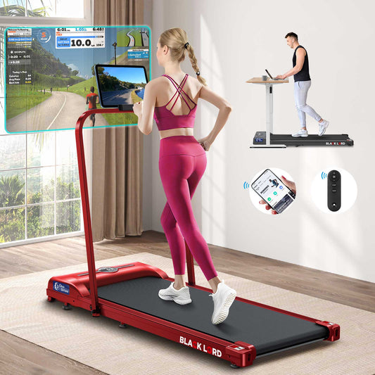 BLACK LORD Laufband Elektrisch Laufkissen Zuhause Büro Fitnessstudio Faltbar, mit Griff, Rot