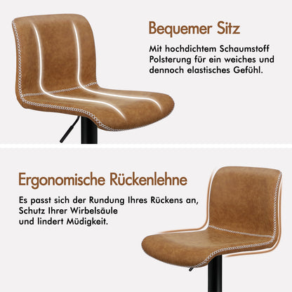 ALFORDSON 2x Barhocker Remy Küchenstuhl Gasdruckfeder Drehstuhl Vintage Leder, Braun