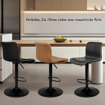 ALFORDSON 2x Bar Stools Remy Kitchen Chair Gas Spring Swivel Chair Vintage Fabric, Black
