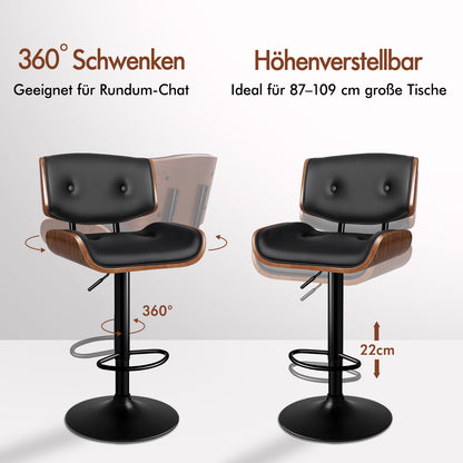 ALFORDSON 1x Barhocker Küchendrehstuhl Holz Leder Gasdruckfeder Kayla