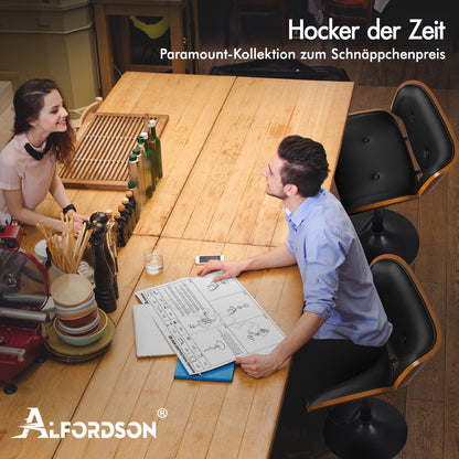 ALFORDSON 1x Barhocker Küchendrehstuhl Holz Leder Gasdruckfeder Kayla