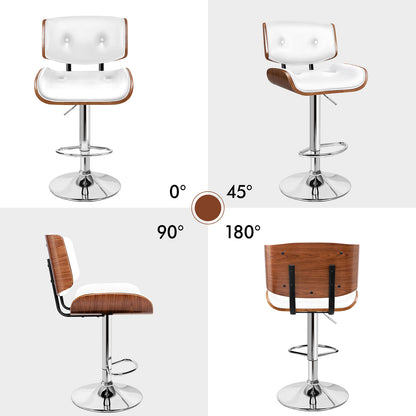 ALFORDSON 1x Barhocker Küchendrehstuhl Holzstuhl Leder Odette Weiß