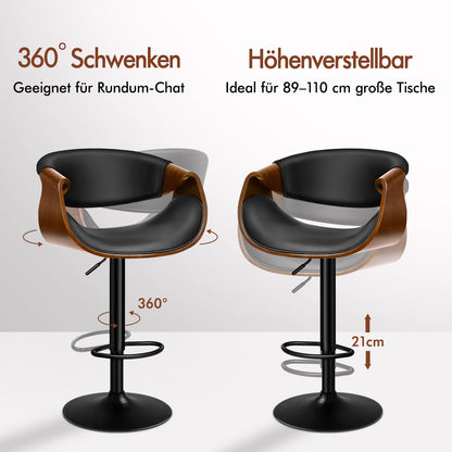 ALFORDSON 1x Barhocker Küchendrehstuhl Holz Leder Gasdruckfeder Trice