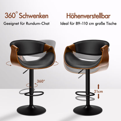 ALFORDSON 1x Barhocker Küchendrehstuhl Holz Leder Gasdruckfeder Trice