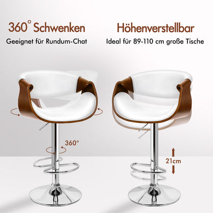 ALFORDSON 1x Barhocker Küchenstuhl Drehstuhl Holz Leder Trice Weiß