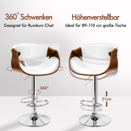 ALFORDSON 1x Barhocker Küchenstuhl Drehstuhl Holz Leder Trice Weiß