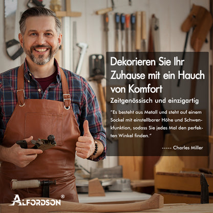 ALFORDSON 1x Barhocker Küchenstuhl Drehstuhl Holz Leder Trice Weiß