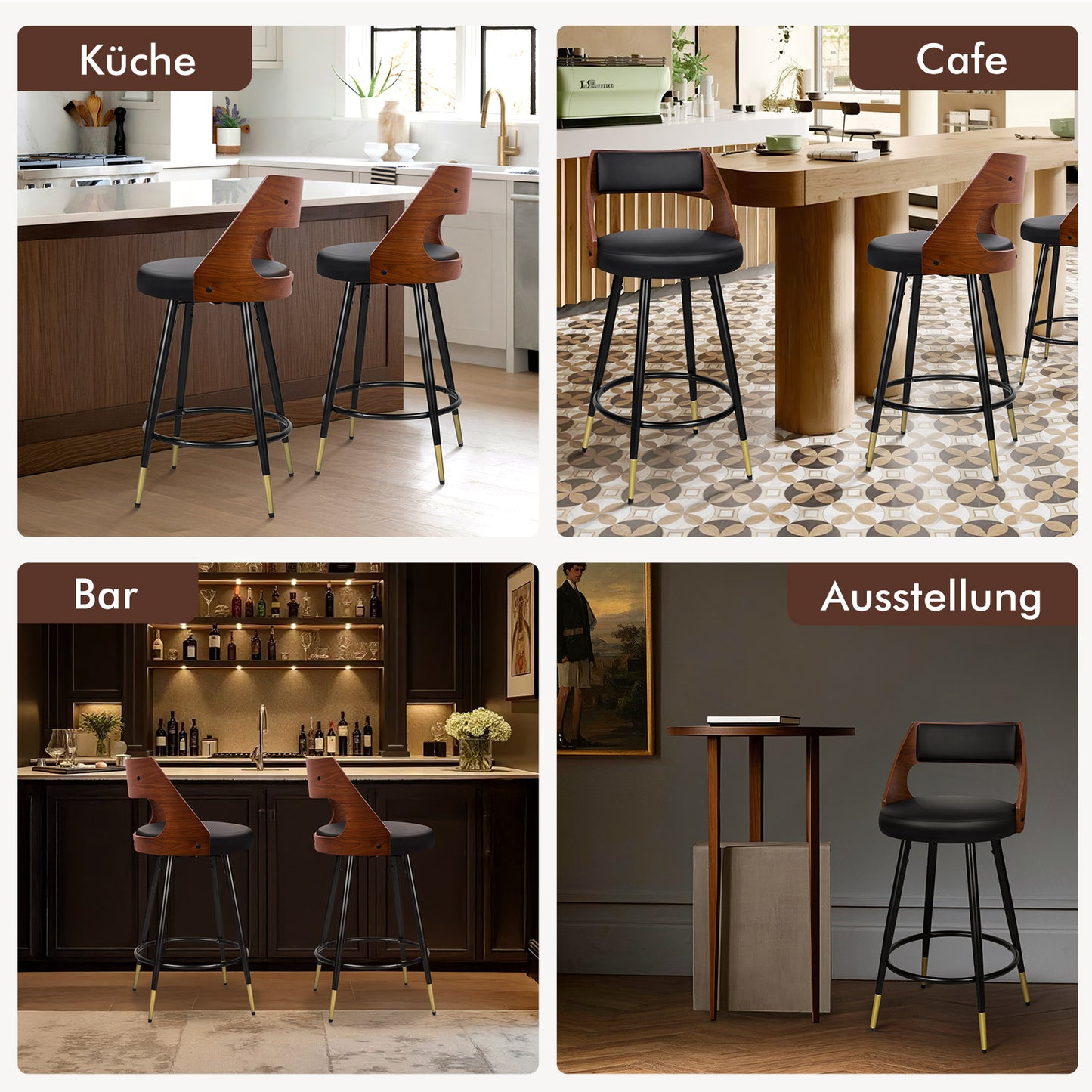 ALFORDSON 2x Drehbar Barhocker Morgan Küche Holz Esstisch Stuhl Schwarz