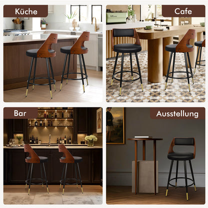 ALFORDSON 2x Drehbar Barhocker Morgan Küche Holz Esstisch Stuhl Schwarz