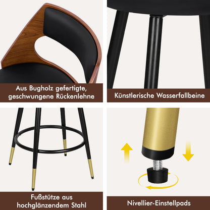 ALFORDSON 2x Drehbar Barhocker Morgan Küche Holz Esstisch Stuhl Schwarz