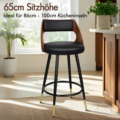 ALFORDSON 2x Drehbar Barhocker Morgan Küche Holz Esstisch Stuhl Schwarz