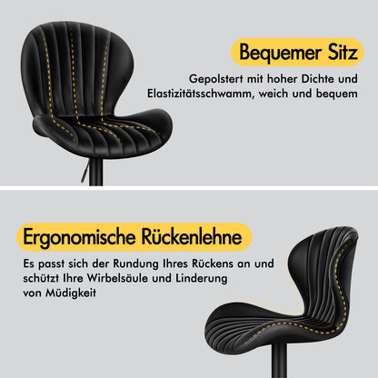 ALFORDSON 2x  Barhocker Gaslift Leder Barstühle Küche Drehbar Stella BLACK