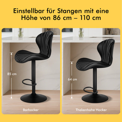 ALFORDSON 2x  Barhocker Gaslift Leder Barstühle Küche Drehbar Stella BLACK