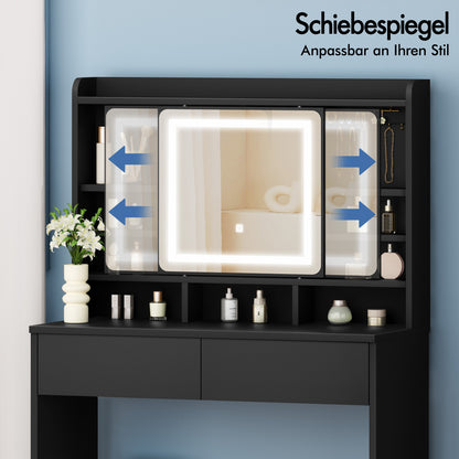 ALFORDSON Frisiertisch-Hocker-Set Schminktisch LED Schrank Schminkspiegel