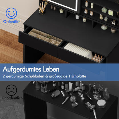 ALFORDSON Frisiertisch-Hocker-Set Schminktisch LED Schrank Schminkspiegel