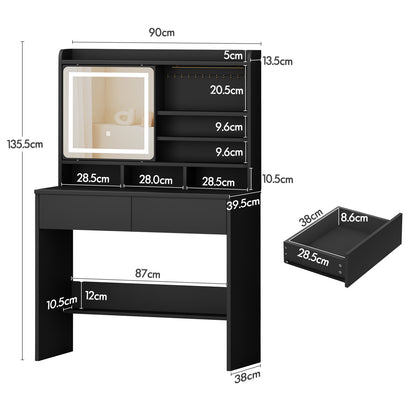 ALFORDSON Frisiertisch-Hocker-Set Schminktisch LED Schrank Schminkspiegel