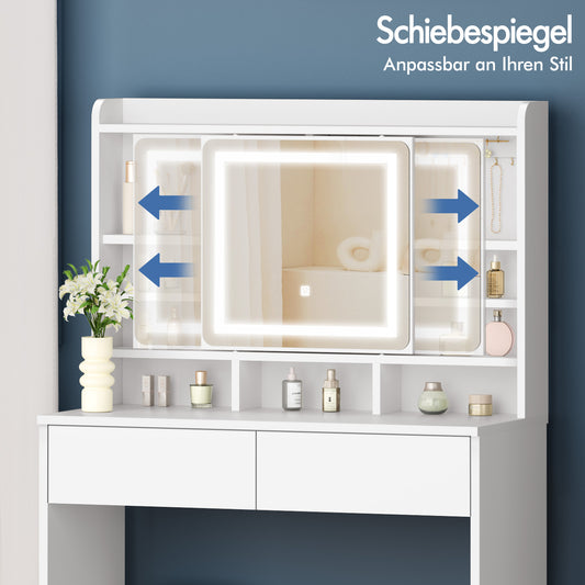 ALFORDSON Frisiertisch-Hocker-Set Schminktisch Spiegel Schrank Schminktisch Weiß