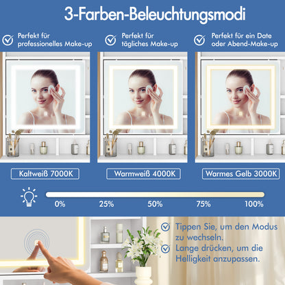 ALFORDSON Frisiertisch-Hocker-Set Schminktisch Spiegel Schrank Schminktisch Weiß