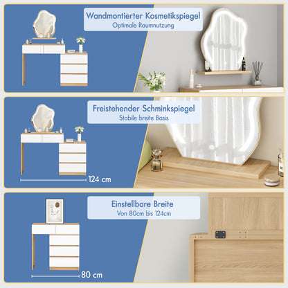 ALFORDSON Frisiertisch-Hocker-Set Schminktisch LED Spiegel Schrank Schlafzimmer