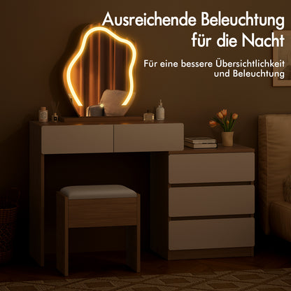 ALFORDSON Frisiertisch-Hocker-Set Schminktisch LED Spiegel Schrank Schlafzimmer