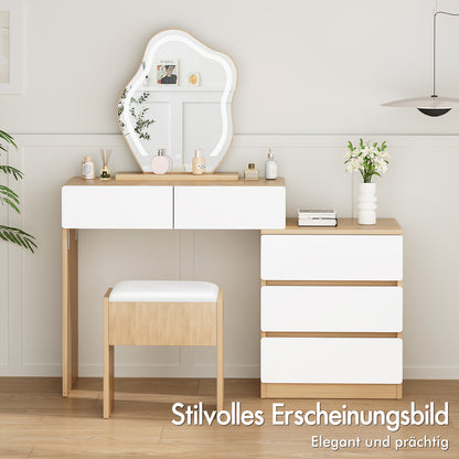 ALFORDSON Frisiertisch-Hocker-Set Schminktisch LED Spiegel Schrank Schlafzimmer