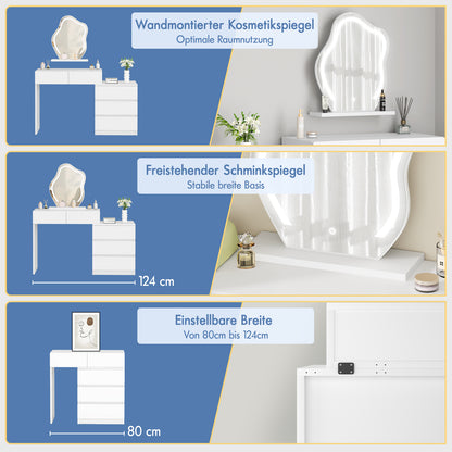 ALFORDSON Frisiertisch-Hocker-Set Schminktisch LED Spiegel Schrank Schlafzimmer