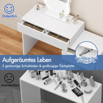 ALFORDSON Frisiertisch-Hocker-Set Schminktisch LED Spiegel Schrank Schlafzimmer