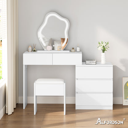 ALFORDSON Frisiertisch-Hocker-Set Schminktisch LED Spiegel Schrank Schlafzimmer