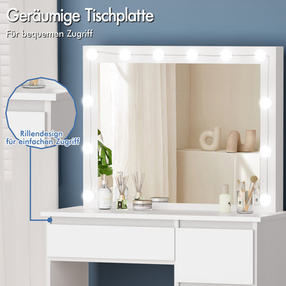 ALFORDSON Frisiertisch-Hocker-Set Schminktisch LED Spiegel Schrank Schlafzimmer