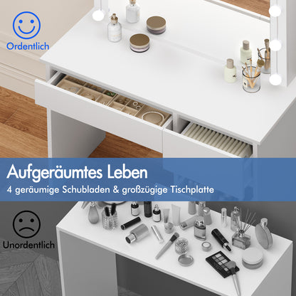 ALFORDSON Frisiertisch-Hocker-Set Schminktisch LED Spiegel Schrank Schlafzimmer