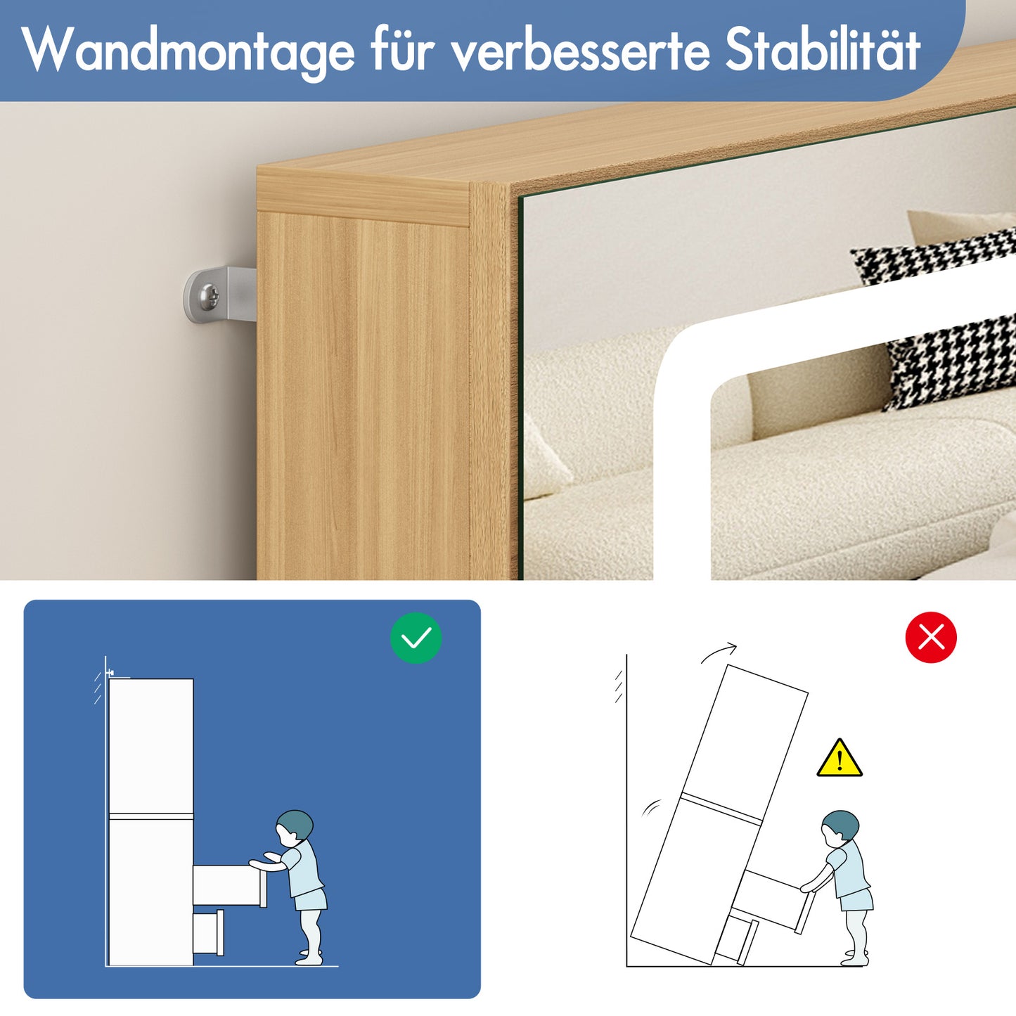 ALFORDSON Frisiertisch-Hocker-Set Schminktisch LED Spiegel Schrank Schlafzimmer