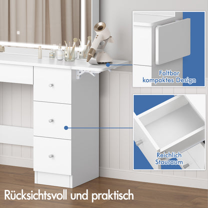 ALFORDSON Frisiertisch-Hocker-Set Schminktisch LED Spiegel Schrank Schlafzimmer