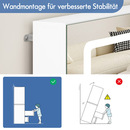 ALFORDSON Frisiertisch-Hocker-Set Schminktisch LED Spiegel Schrank Schlafzimmer