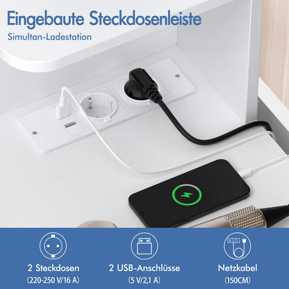 ALFORDSON Frisiertisch-Hocker-Set Schminktisch LED Spiegel Schrank Schlafzimmer