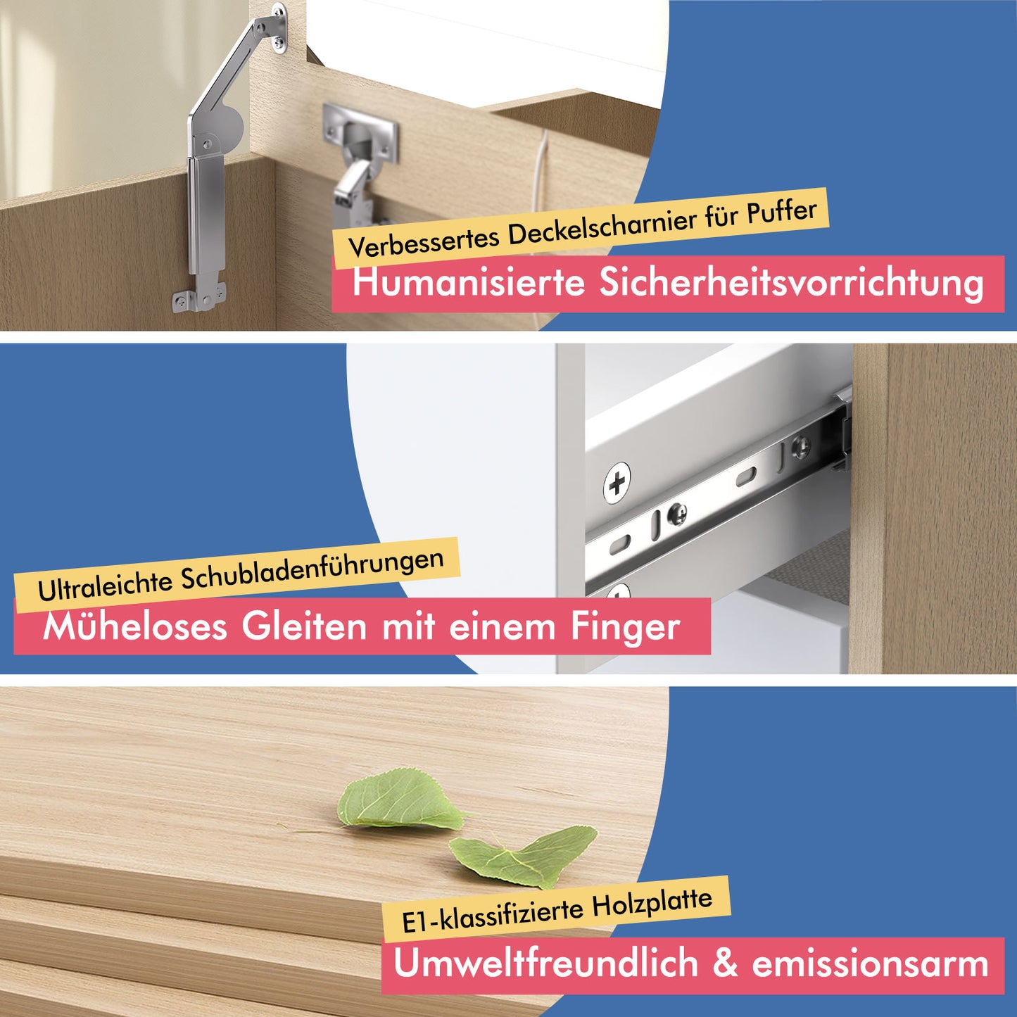 ALFORDSON Frisiertisch-Hocker-Set Schminktisch LED Spiegel Schrank Schlafzimmer