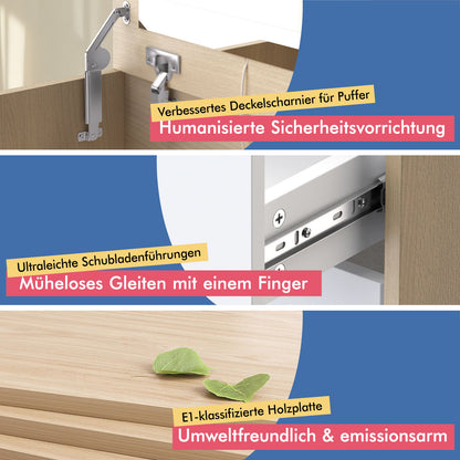 ALFORDSON Frisiertisch-Hocker-Set Schminktisch LED Spiegel Schrank Schlafzimmer