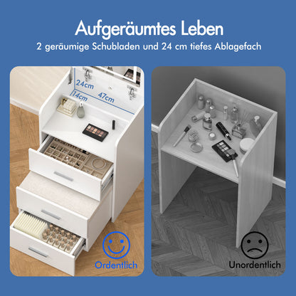 ALFORDSON Frisiertisch-Hocker-Set Schminktisch LED Spiegel Schrank Schlafzimmer