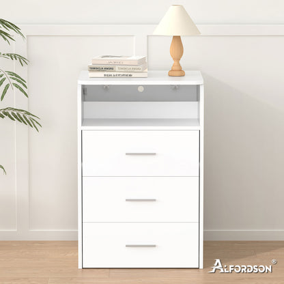 ALFORDSON Frisiertisch-Hocker-Set Schminktisch LED Spiegel Schrank Schlafzimmer