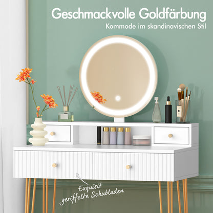 ALFORDSON Frisiertisch-Hocker-Set Schminktisch LED Spiegel Schrank Schlafzimmer