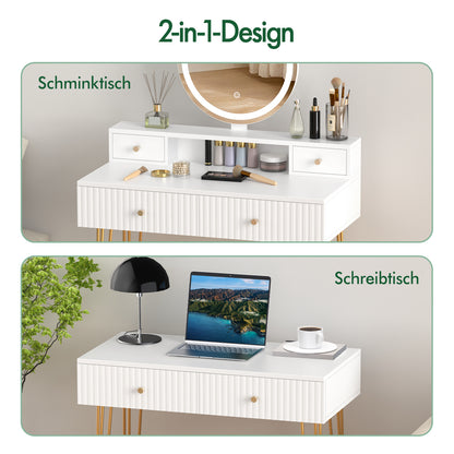 ALFORDSON Frisiertisch-Hocker-Set Schminktisch LED Spiegel Schrank Schlafzimmer