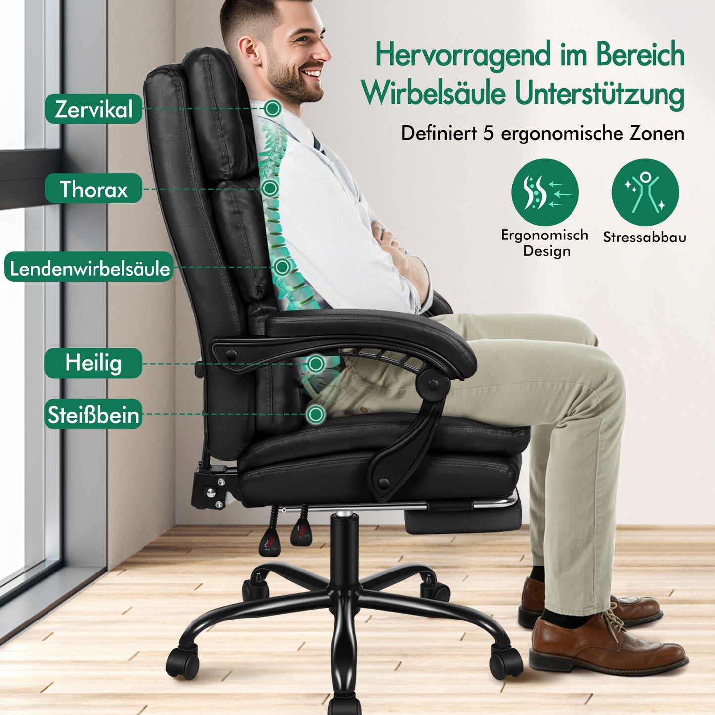 ALFORDSON Bürostuhl Exekutive Computer PU Leder Sitz Arbeit Recliner Gaming