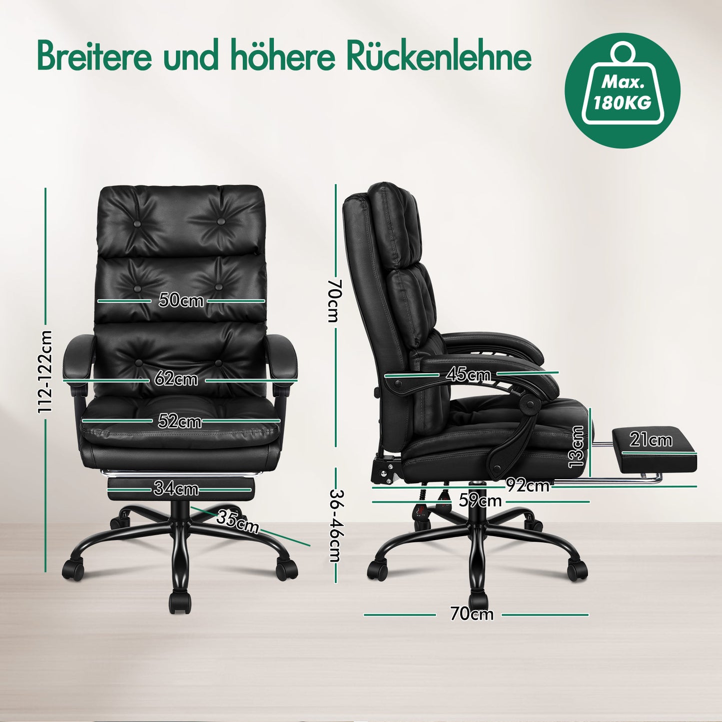 ALFORDSON Bürostuhl Exekutive Computer PU Leder Sitz Arbeit Recliner Gaming