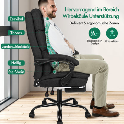 ALFORDSON Office Chair Executive Computer Fabric Seat Recliner Gaming Black