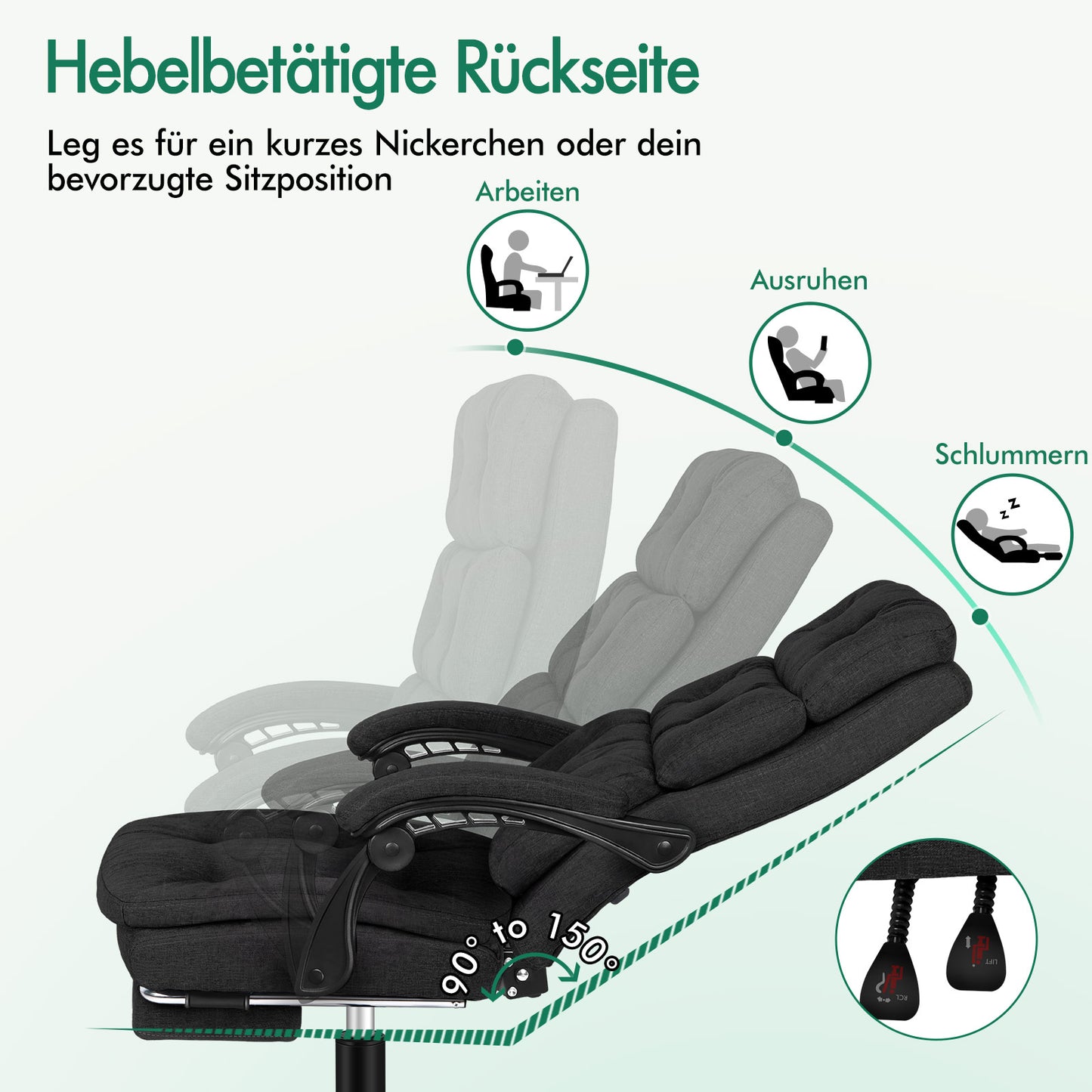 ALFORDSON Bürostuhl Executive Computer Stoff Sitz Racing Arbeit Recliner