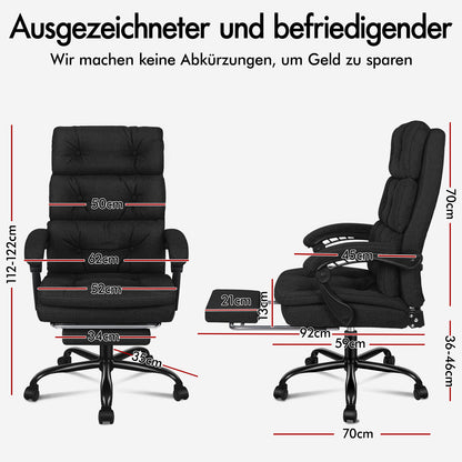 ALFORDSON Office Chair Executive Computer Fabric Seat Recliner Gaming Black