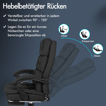 ALFORDSON Office Chair Executive Computer Fabric Seat Recliner Gaming Black