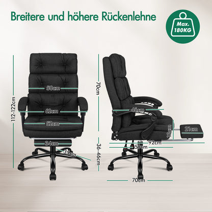 ALFORDSON Office Chair Executive Computer Fabric Seat Recliner Gaming Black