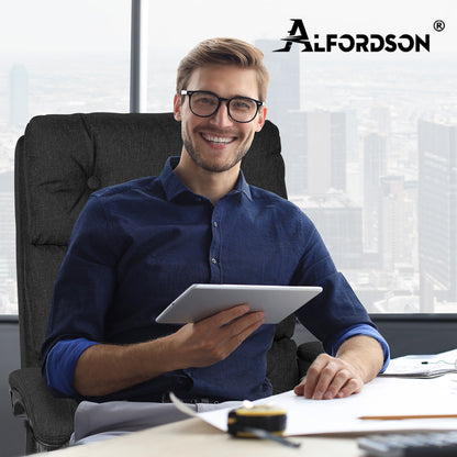 ALFORDSON Office Chair Executive Computer Fabric Seat Recliner Gaming Black